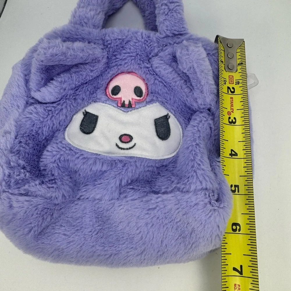 Sanrio Fuzzy Kuromi Mini Handbag Purple with Fuzzy Ears NO STRAP!6 Inch